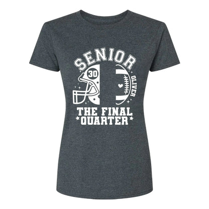 Senior Mom The Final Quarter – Personalized Custom Football T-Shirt – Unique Gift for Football Grandma, Grandpa, or Proud Parent  Ezcustomize