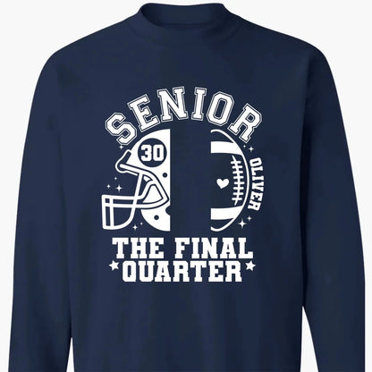 Senior Mom The Final Quarter – Personalized Custom Football T-Shirt – Unique Gift for Football Grandma, Grandpa, or Proud Parent  Ezcustomize