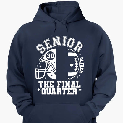 Senior Mom The Final Quarter – Personalized Custom Football T-Shirt – Unique Gift for Football Grandma, Grandpa, or Proud Parent  Ezcustomize