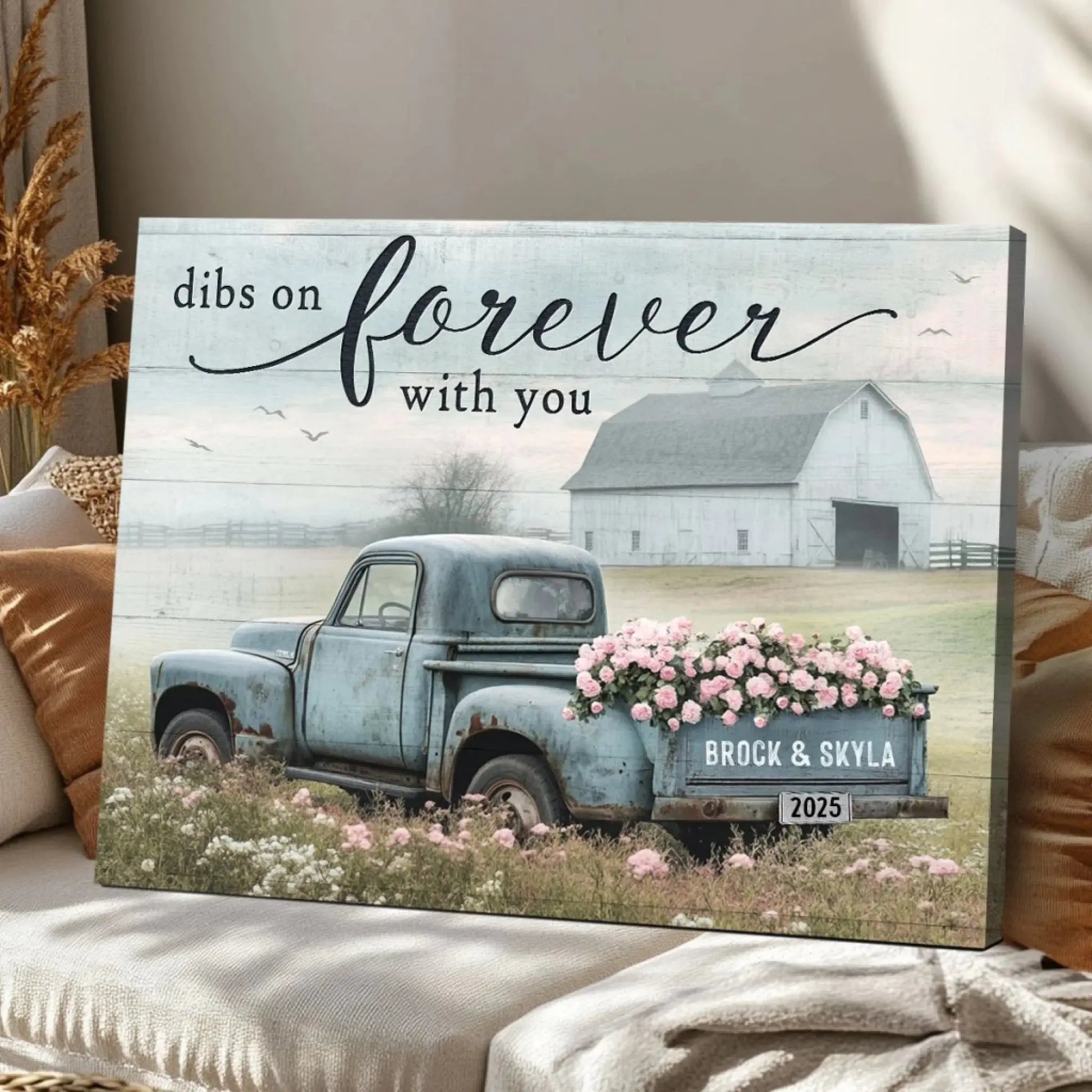 Sentimental Couple Gifts – Farmhouse Wedding Gifts – Personalized Canvas Print for Anniversary, Newlyweds, Husband & Wife  Ezcustomize