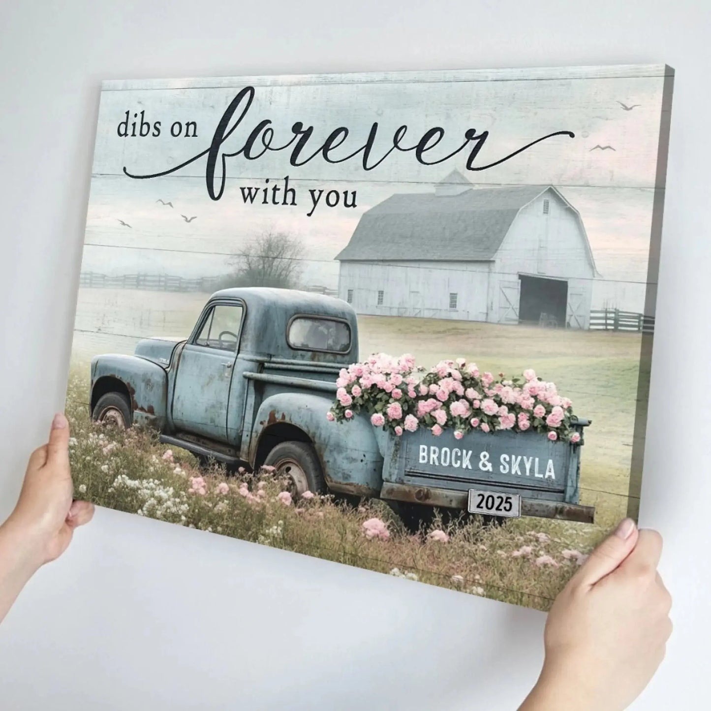 Sentimental Couple Gifts – Farmhouse Wedding Gifts – Personalized Canvas Print for Anniversary, Newlyweds, Husband & Wife  Ezcustomize