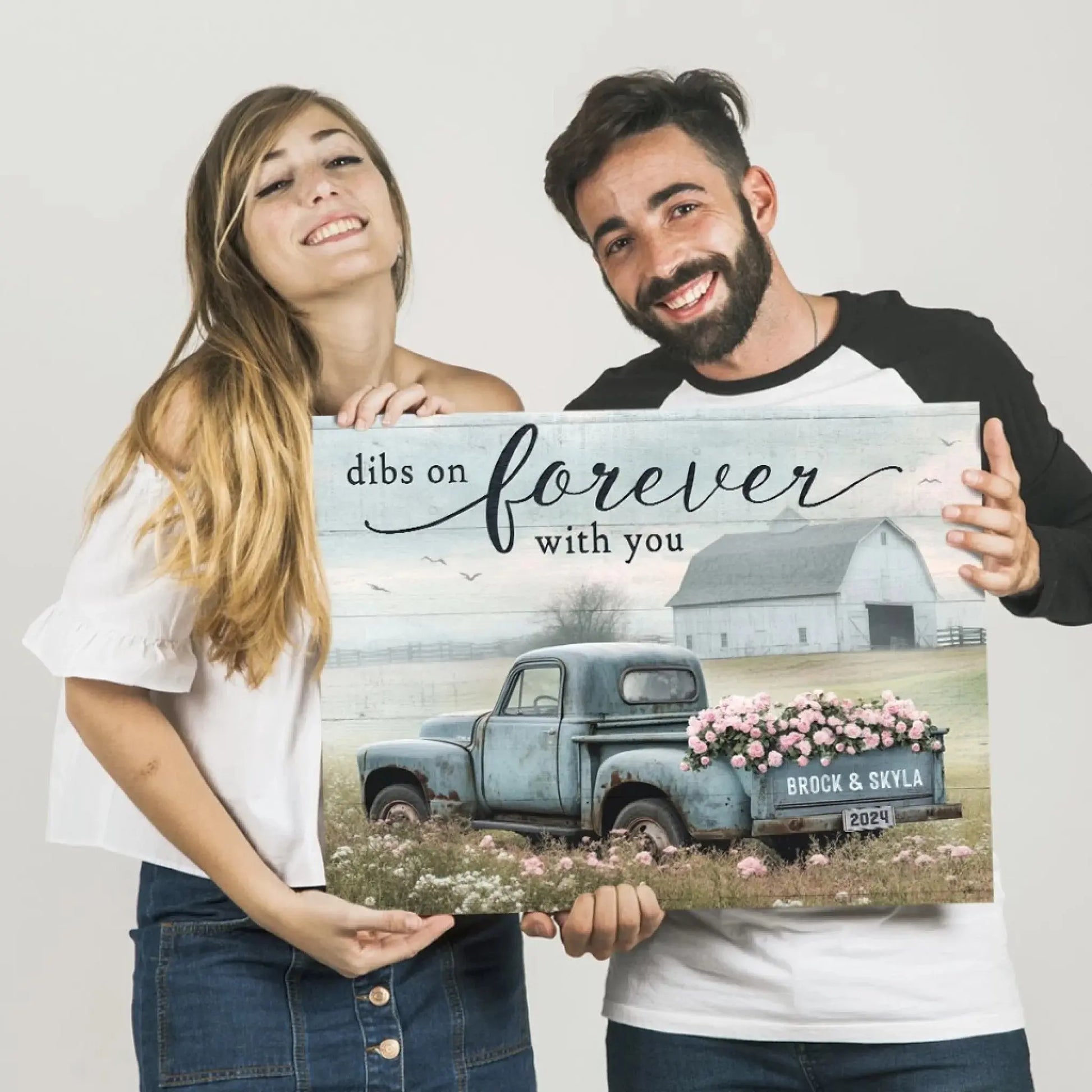 Sentimental Couple Gifts – Farmhouse Wedding Gifts – Personalized Canvas Print for Anniversary, Newlyweds, Husband & Wife  Ezcustomize