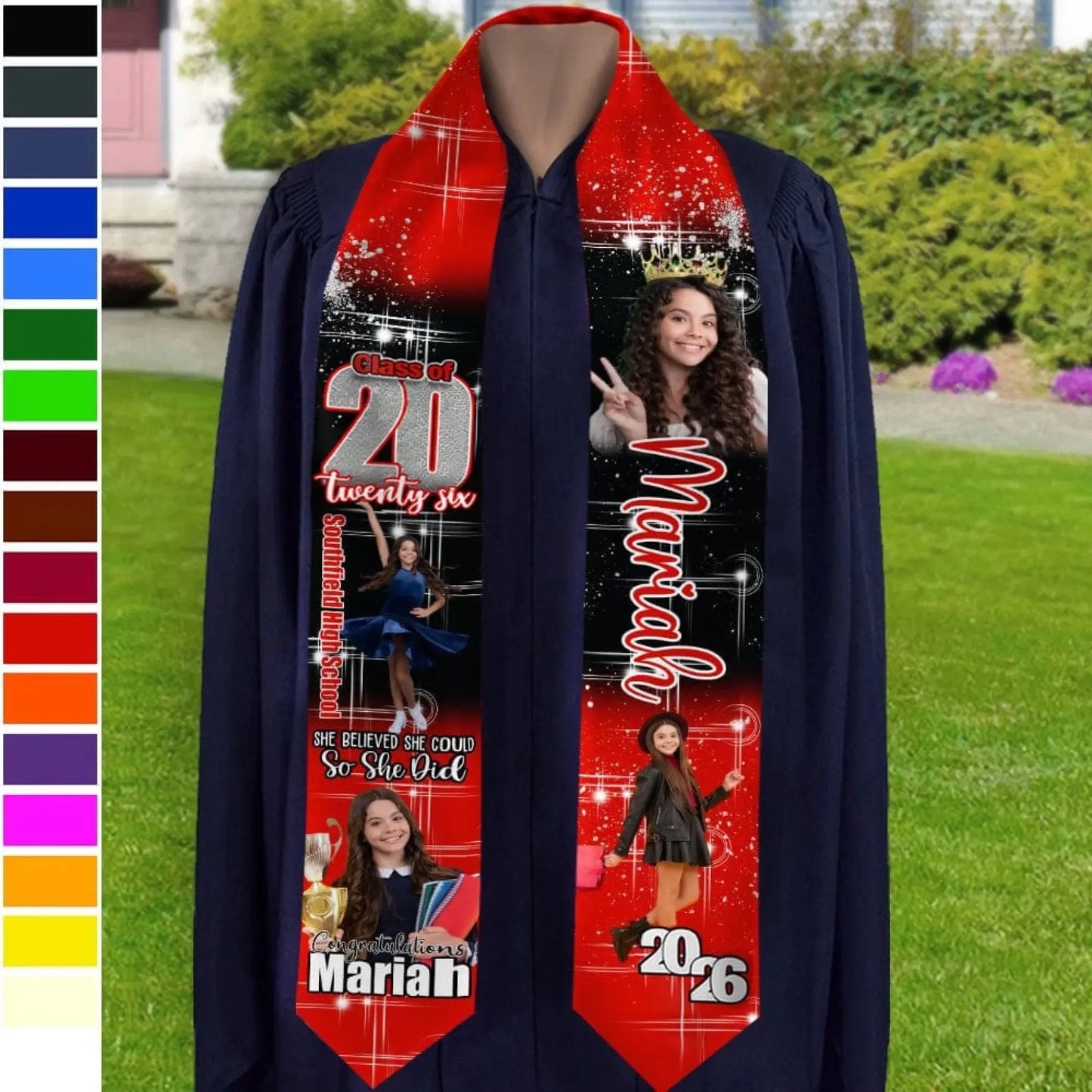 She Believed She Could So She Did Congratulations Custom Photo - Personalized Silk Stole/Sash - Gift for Graduate, Daughter, Seniors  Ezcustomize