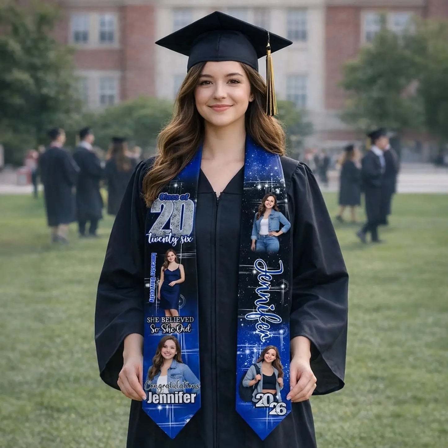 She Believed She Could So She Did Congratulations Custom Photo - Personalized Silk Stole/Sash - Gift for Graduate, Daughter, Seniors  Ezcustomize