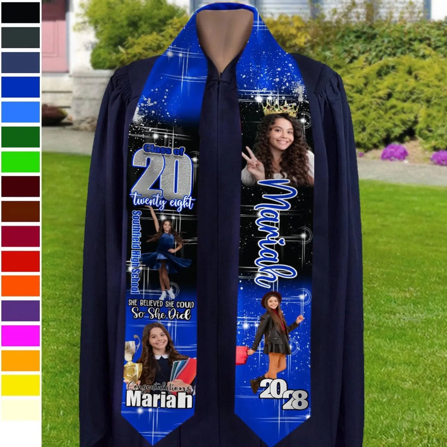 She Believed She Could So She Did Congratulations Custom Photo - Personalized Silk Stole/Sash - Gift for Graduate, Daughter, Seniors  Ezcustomize