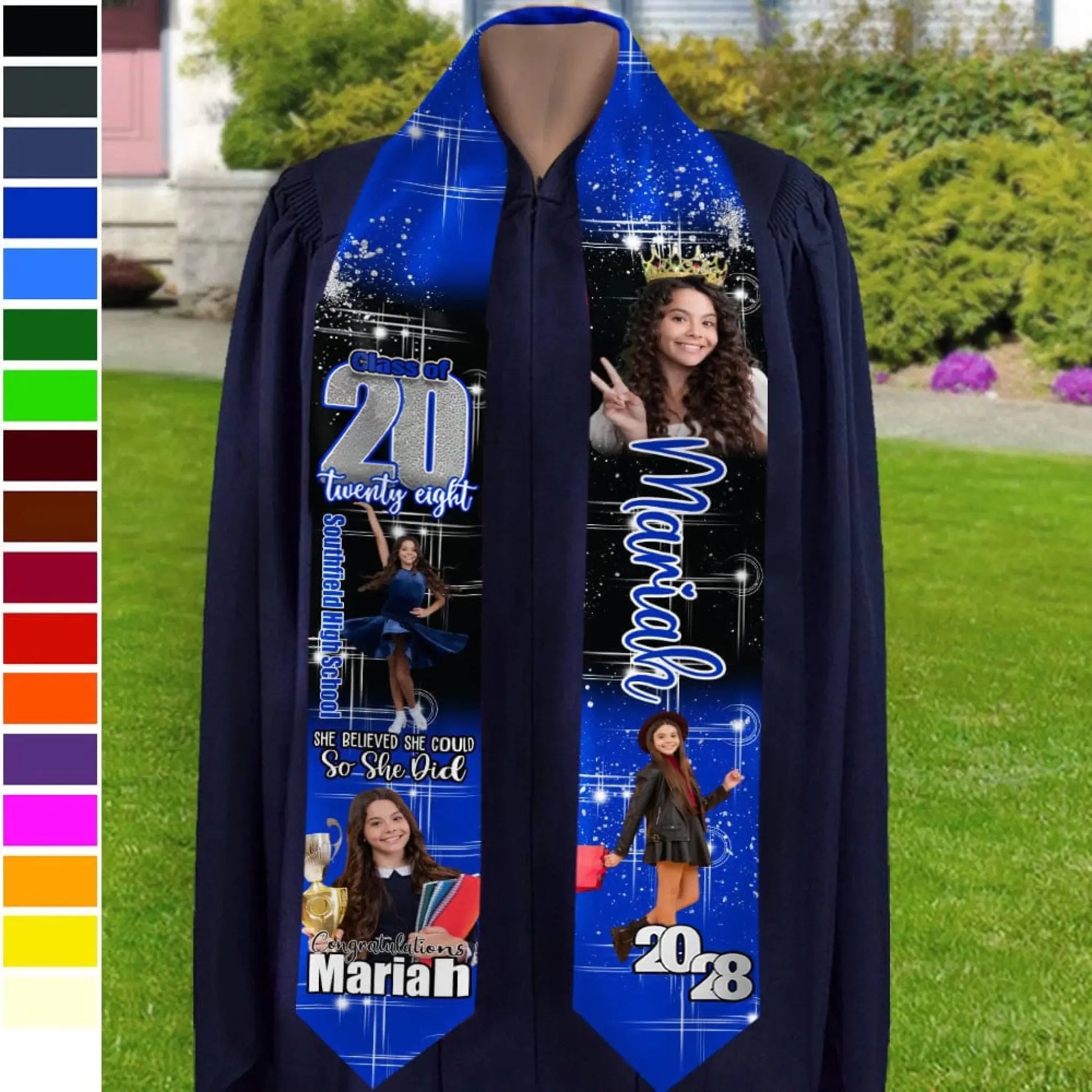 She Believed She Could So She Did Congratulations Custom Photo - Personalized Silk Stole/Sash - Gift for Graduate, Daughter, Seniors  Ezcustomize