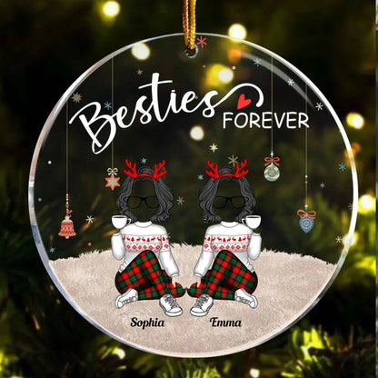 Sisters Forever – Personalized Circle Acrylic Ornament – Christmas & Birthday Keepsake Gift for Sister, Sisters and Best Friends
