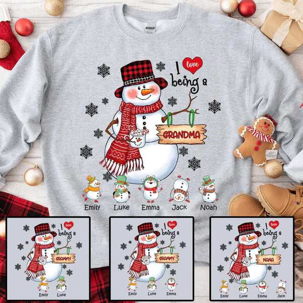 Snowman Christmas Grandma - Personalized Custom T Shirt - Christmas, Birthday, Loving, Funny Gift for Grandma, Grandpa