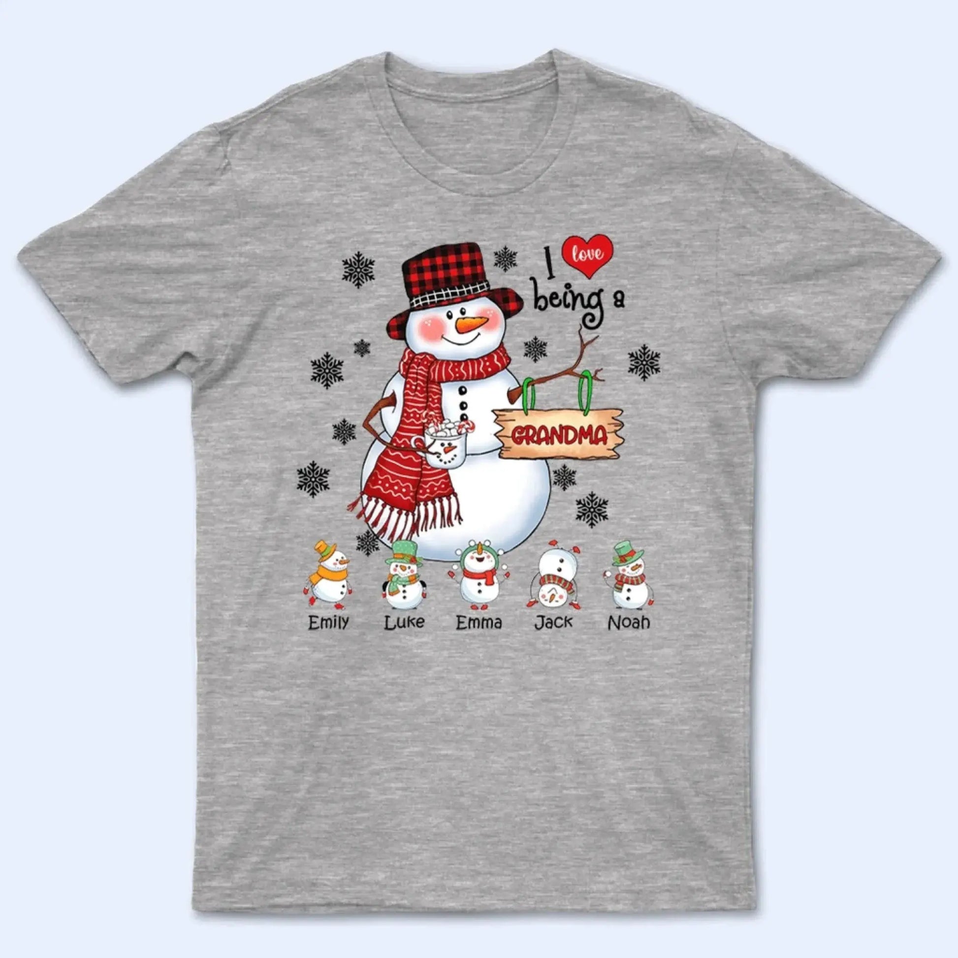 Snowman Christmas Grandma - Personalized Custom T Shirt - Christmas, Birthday, Loving, Funny Gift for Grandma, Grandpa  Ezcustomize