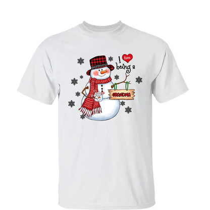 Snowman Christmas Grandma - Personalized Custom T Shirt - Christmas, Birthday, Loving, Funny Gift for Grandma, Grandpa  Ezcustomize