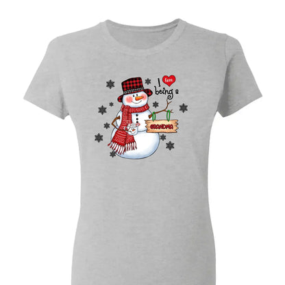 Snowman Christmas Grandma - Personalized Custom T Shirt - Christmas, Birthday, Loving, Funny Gift for Grandma, Grandpa  Ezcustomize