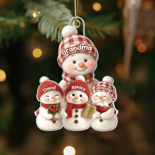 Snowman Grandma and Grandkids – Personalized Acrylic Ornament – Heartfelt Christmas Gift for Grandma and Grandkids  Ezcustomize