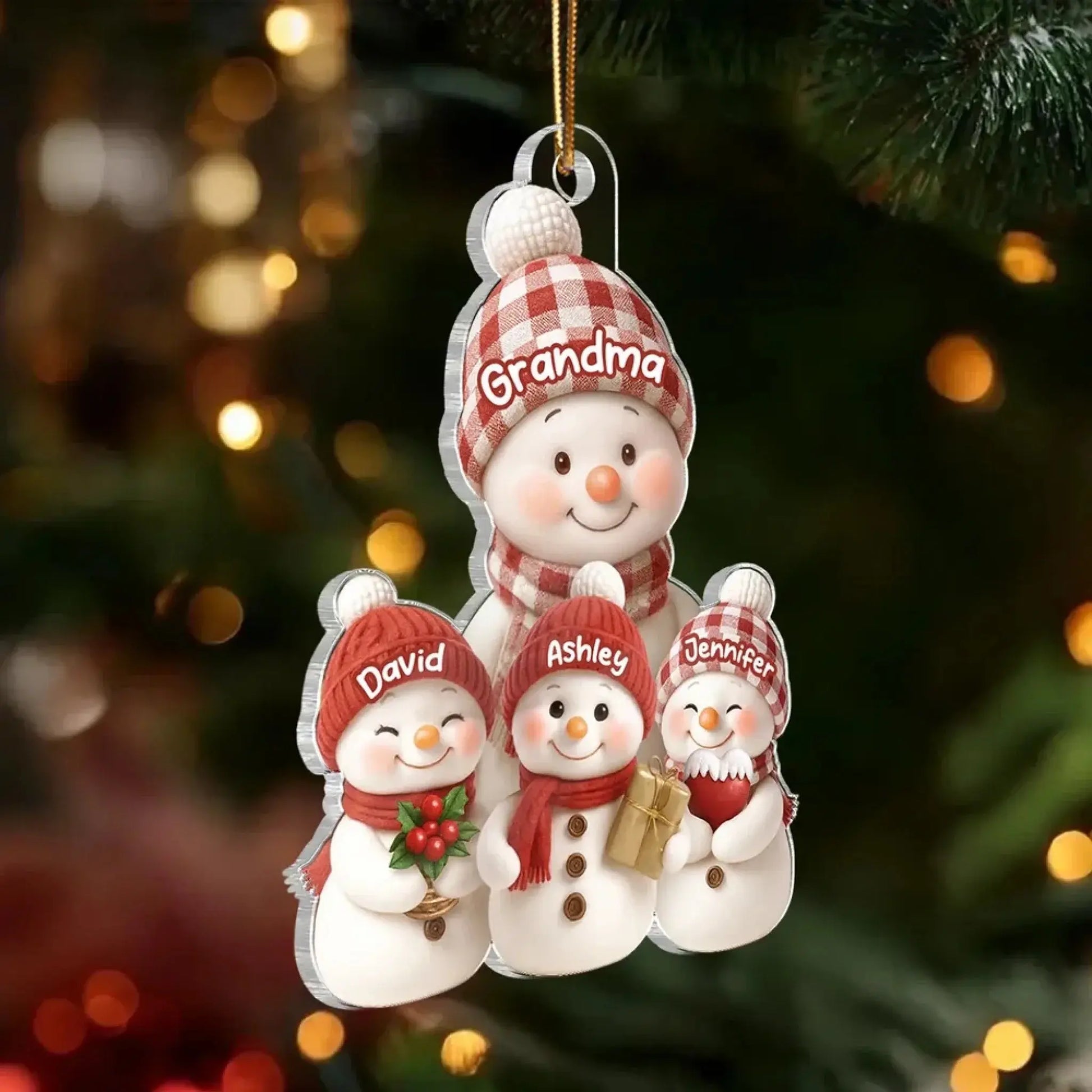 Snowman Grandma and Grandkids – Personalized Acrylic Ornament – Heartfelt Christmas Gift for Grandma and Grandkids  Ezcustomize