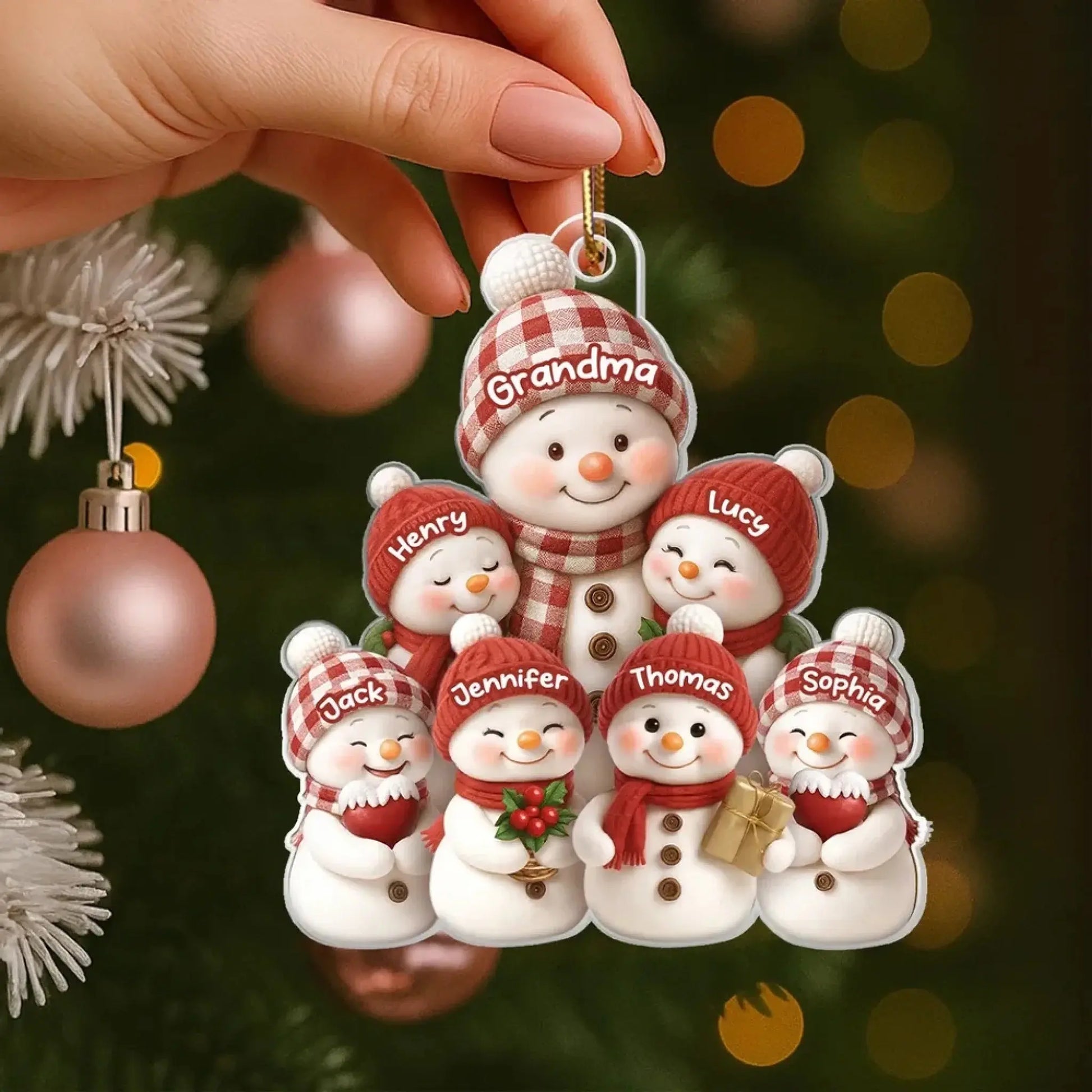 Snowman Grandma and Grandkids – Personalized Acrylic Ornament – Heartfelt Christmas Gift for Grandma and Grandkids  Ezcustomize