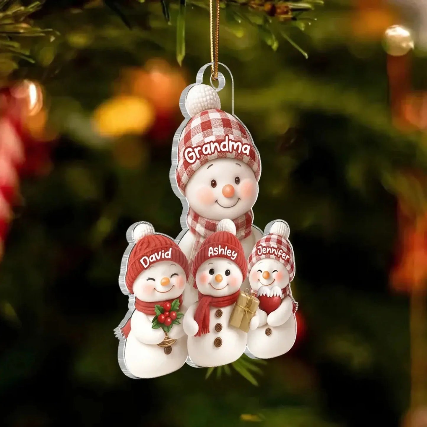 Snowman Grandma and Grandkids – Personalized Acrylic Ornament – Heartfelt Christmas Gift for Grandma and Grandkids  Ezcustomize