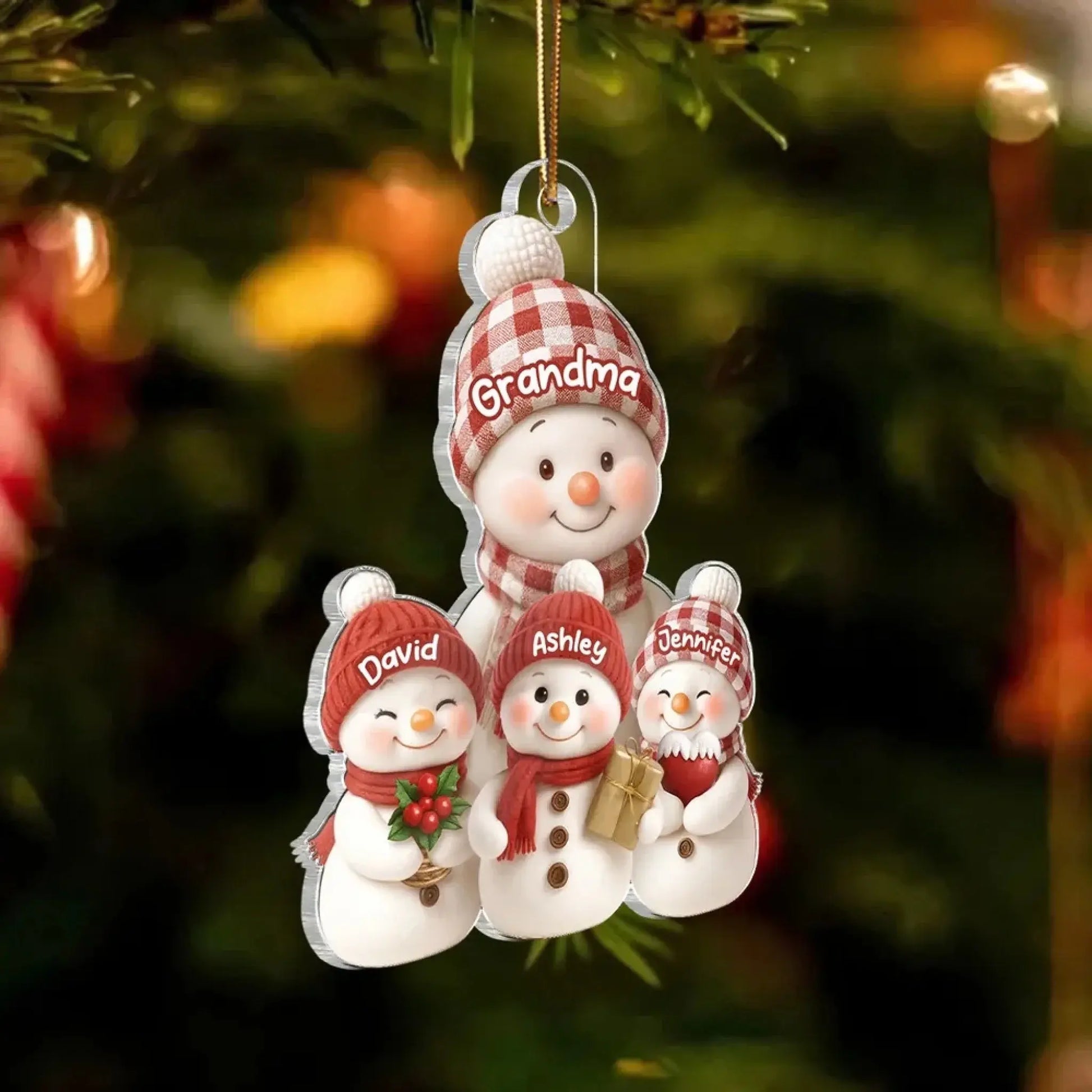 Snowman Grandma and Grandkids – Personalized Acrylic Ornament – Heartfelt Christmas Gift for Grandma and Grandkids  Ezcustomize