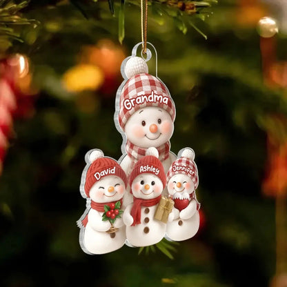 Snowman Grandma and Grandkids – Personalized Acrylic Ornament – Heartfelt Christmas Gift for Grandma and Grandkids  Ezcustomize