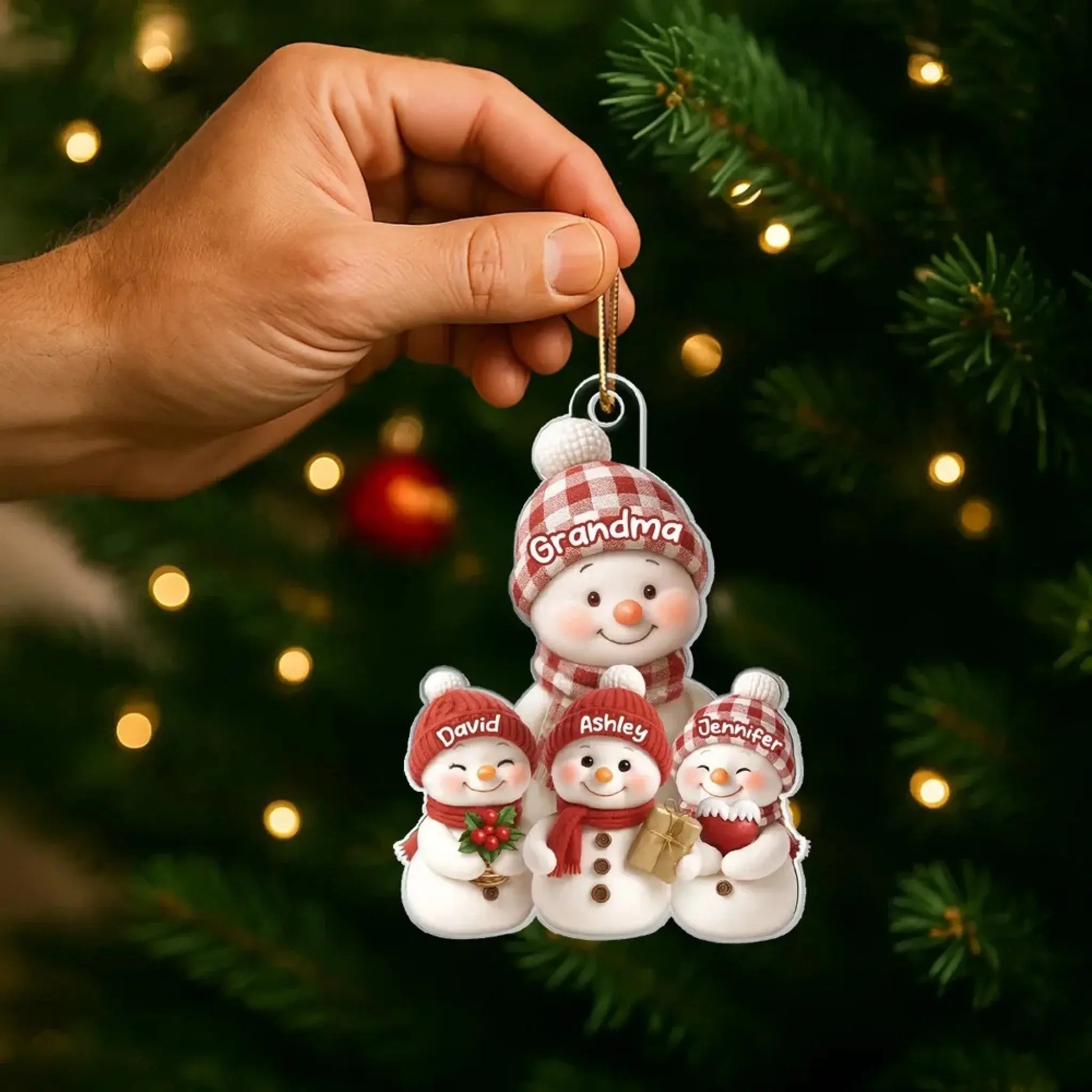 Snowman Grandma and Grandkids – Personalized Acrylic Ornament – Heartfelt Christmas Gift for Grandma and Grandkids  Ezcustomize