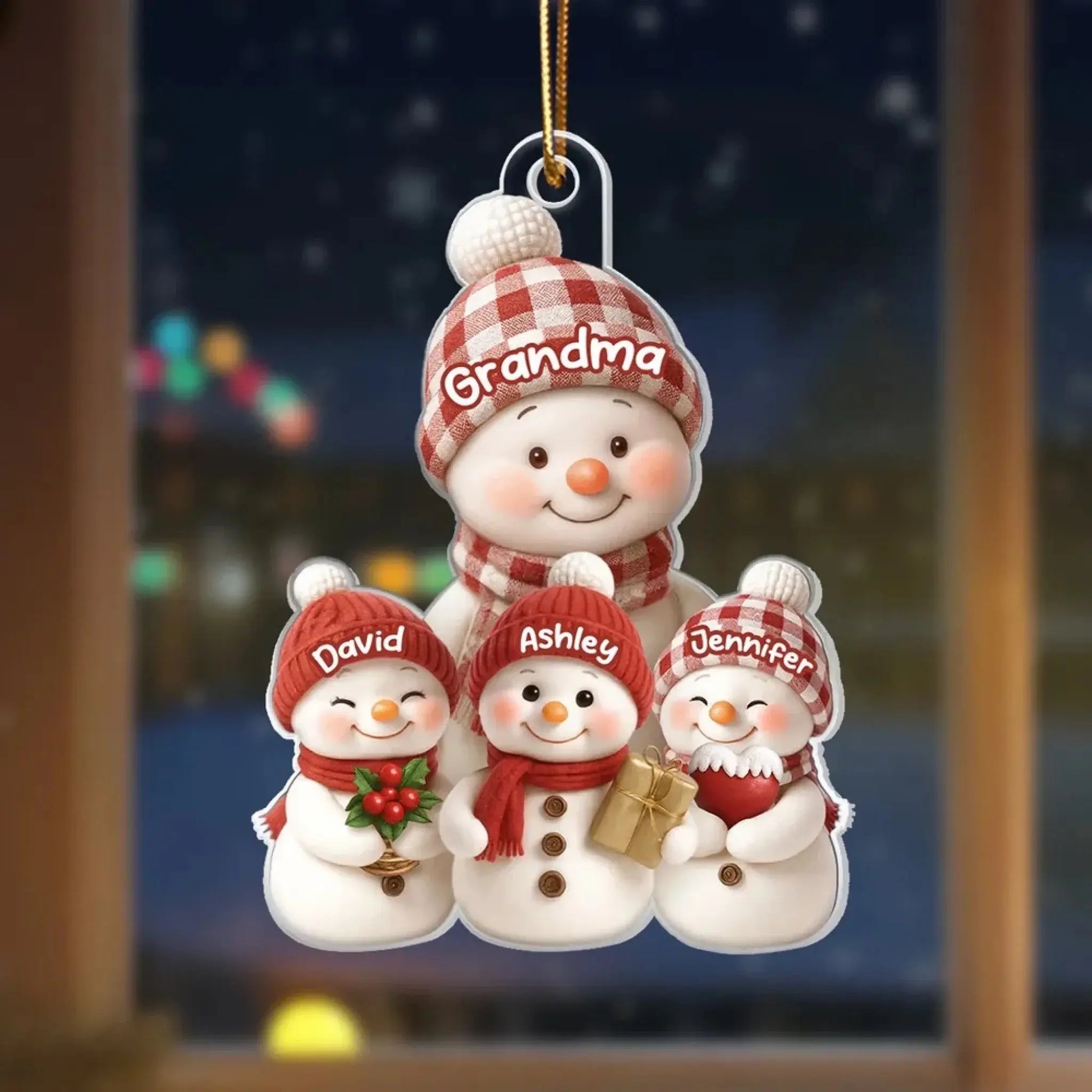 Snowman Grandma and Grandkids – Personalized Acrylic Ornament – Heartfelt Christmas Gift for Grandma and Grandkids  Ezcustomize