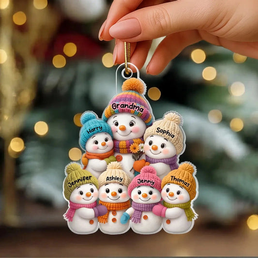 Snowman Grandma and Grandkids – Personalized Acrylic Ornament – Heartfelt Christmas Gifts for Grandma and Grandkids  Ezcustomize