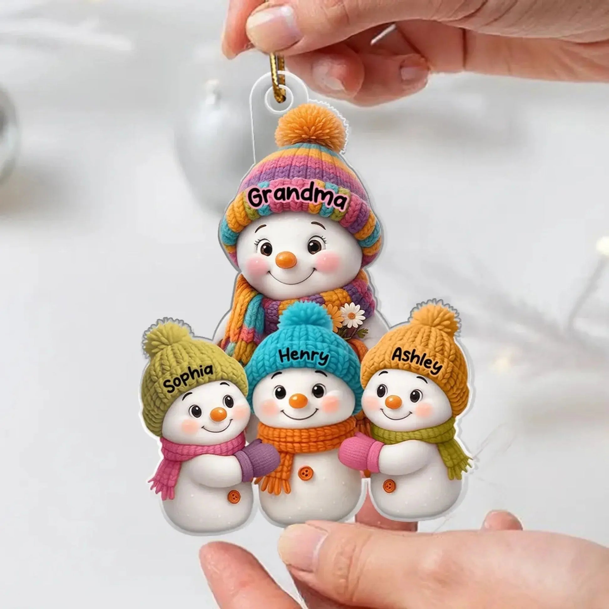 Snowman Grandma and Grandkids – Personalized Acrylic Ornament – Heartfelt Christmas Gifts for Grandma and Grandkids  Ezcustomize