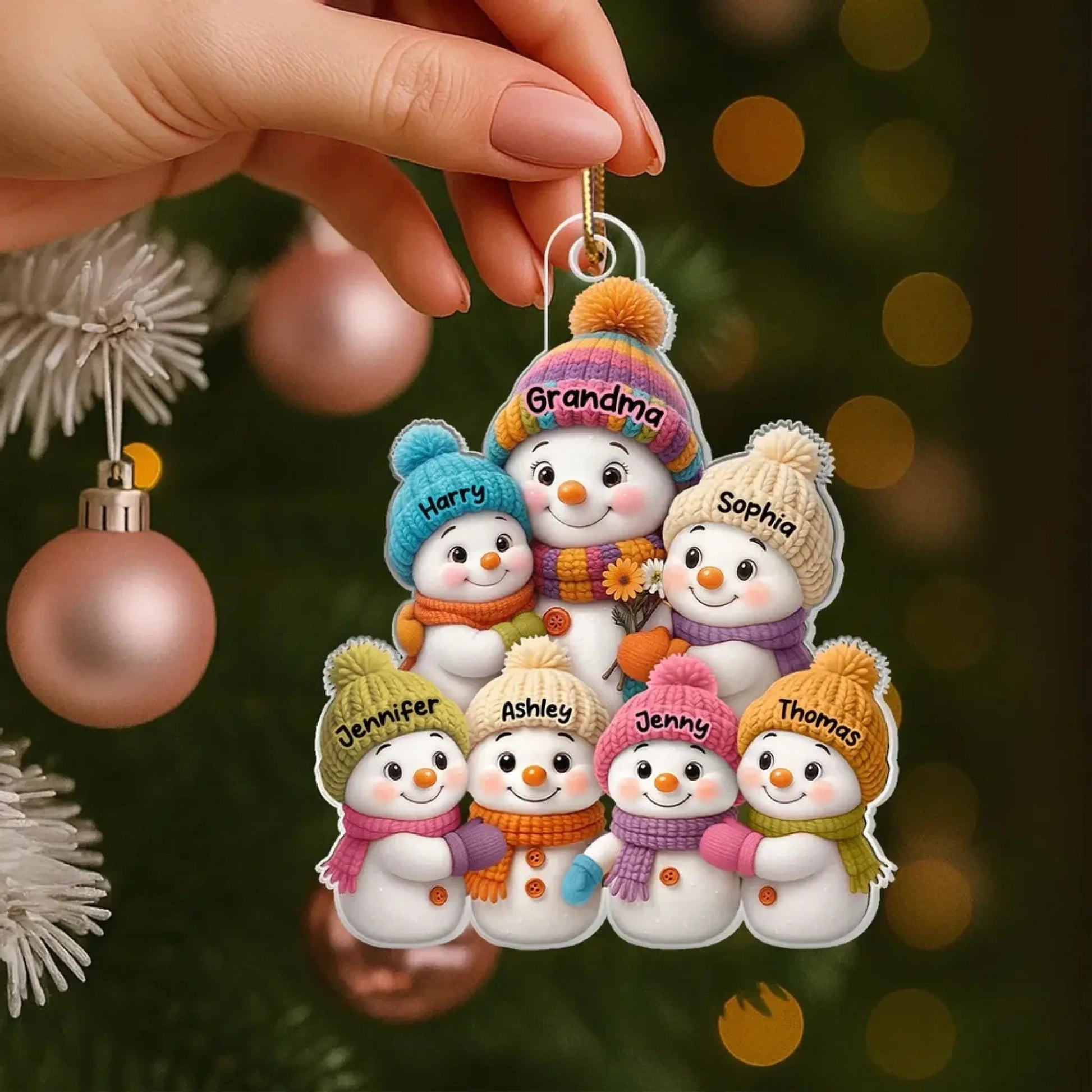 Snowman Grandma and Grandkids – Personalized Acrylic Ornament – Heartfelt Christmas Gifts for Grandma and Grandkids  Ezcustomize
