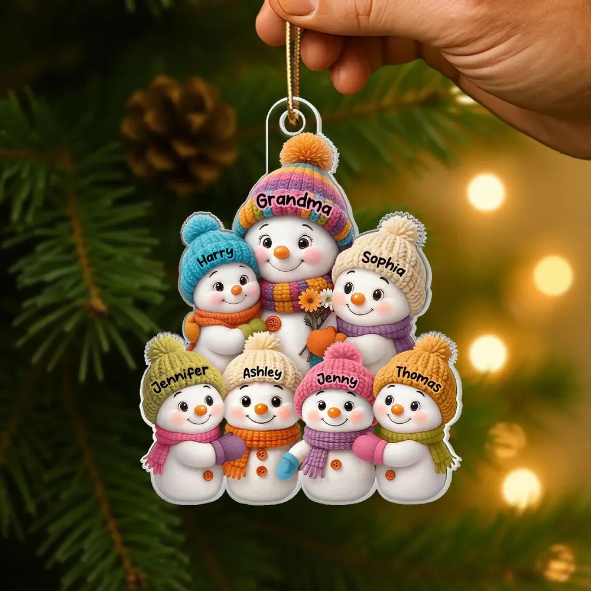 Snowman Grandma and Grandkids – Personalized Acrylic Ornament – Heartfelt Christmas Gifts for Grandma and Grandkids  Ezcustomize