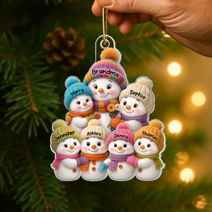 Snowman Grandma and Grandkids – Personalized Acrylic Ornament – Heartfelt Christmas Gifts for Grandma and Grandkids  Ezcustomize