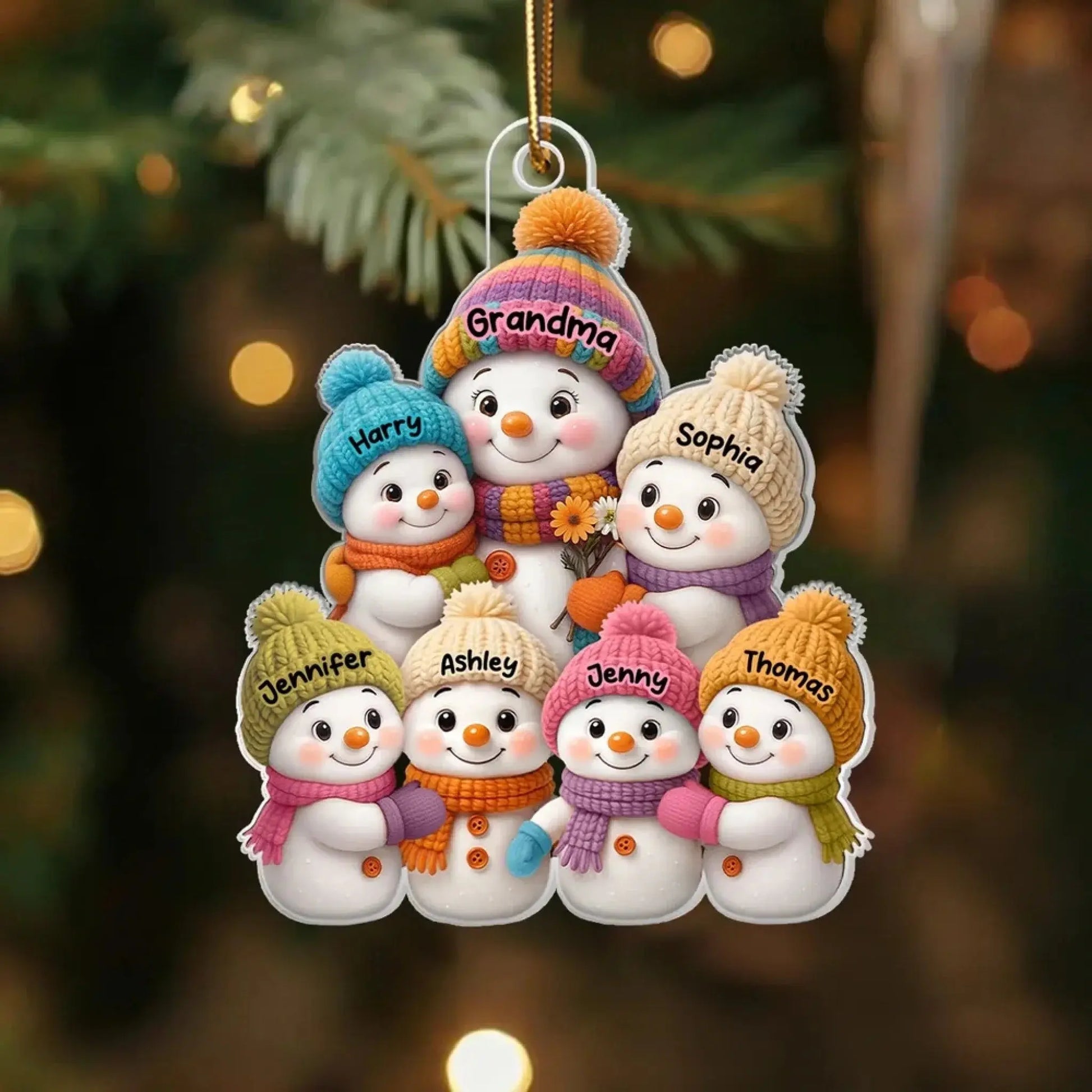 Snowman Grandma and Grandkids – Personalized Acrylic Ornament – Heartfelt Christmas Gifts for Grandma and Grandkids  Ezcustomize