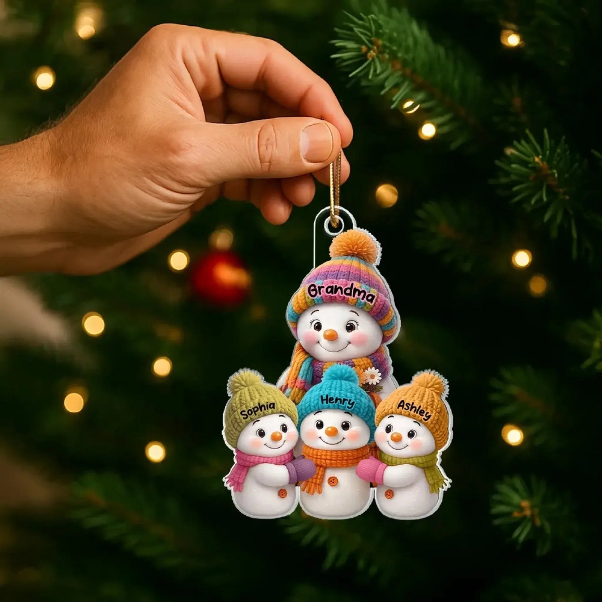 Snowman Grandma and Grandkids – Personalized Acrylic Ornament – Heartfelt Christmas Gifts for Grandma and Grandkids  Ezcustomize