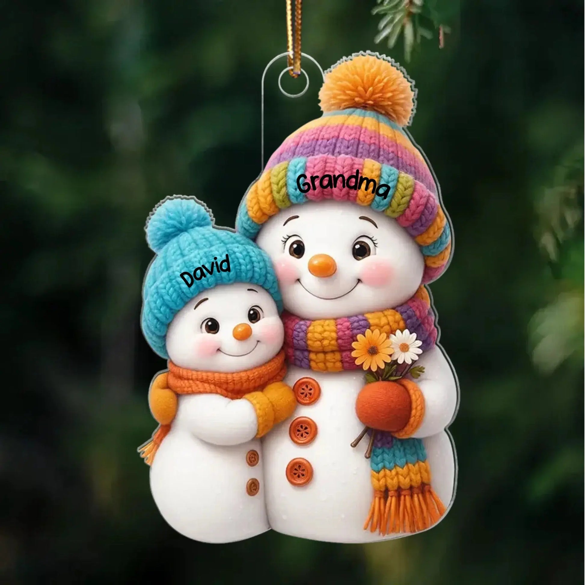 Snowman Grandma and Grandkids – Personalized Acrylic Ornament – Heartfelt Christmas Gifts for Grandma and Grandkids  Ezcustomize
