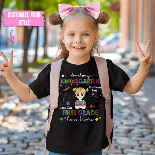 So Long Kindergarten Custom Shirt - Graduation Gift for Kids Moving to 1st Grade - Personalized Graduation Youth T-Shirt  Ezcustomize