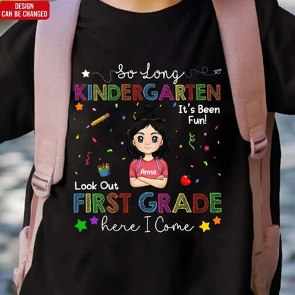 So Long Kindergarten Custom Shirt - Graduation Gift for Kids Moving to 1st Grade - Personalized Graduation Youth T-Shirt  Ezcustomize
