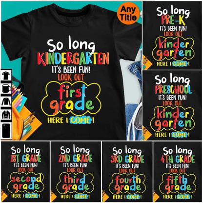 So Long Kindergarten, Look Out 1st Grade Shirt – Personalized Youth Tee – Custom Graduation Gift for Kids  Ezcustomize