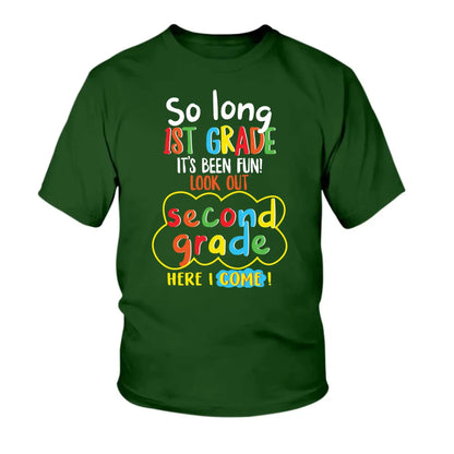 So Long Kindergarten, Look Out 1st Grade Shirt – Personalized Youth Tee – Custom Graduation Gift for Kids  Ezcustomize