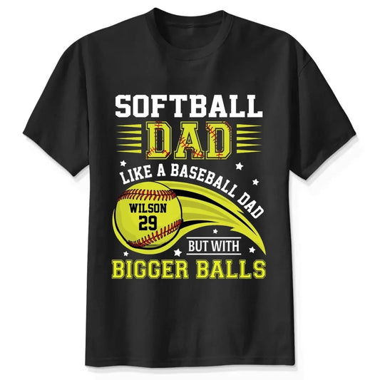 Softball Dad Shirt – Funny Personalized T-Shirt for Dad or Grandpa – Like a Baseball Dad but with Bigger Balls  Ezcustomize