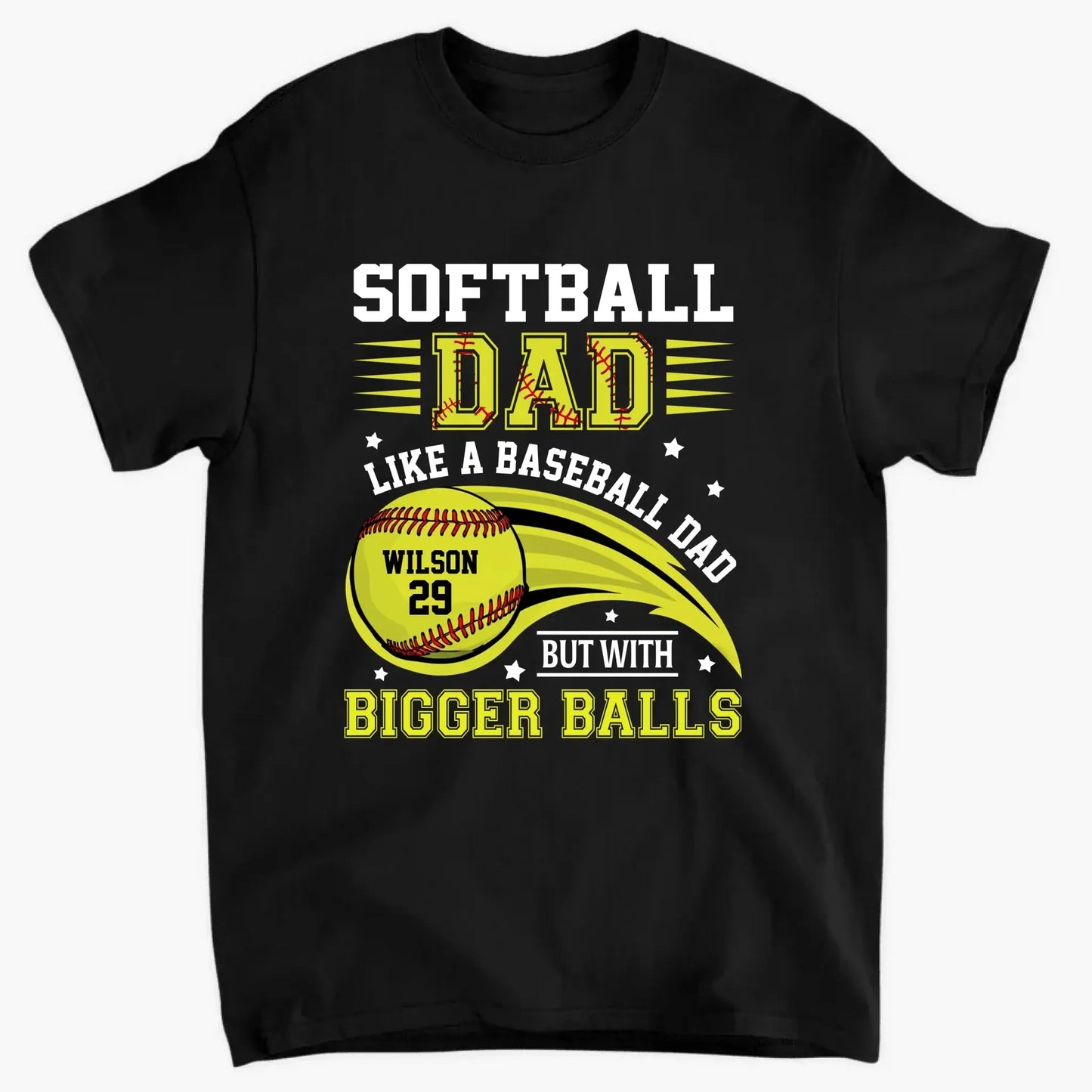 Softball Dad Shirt – Funny Personalized T-Shirt for Dad or Grandpa – Like a Baseball Dad but with Bigger Balls  Ezcustomize