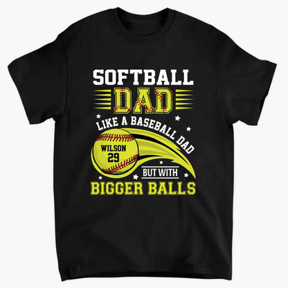 Softball Dad Shirt – Funny Personalized T-Shirt for Dad or Grandpa – Like a Baseball Dad but with Bigger Balls  Ezcustomize