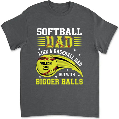 Softball Dad Shirt – Funny Personalized T-Shirt for Dad or Grandpa – Like a Baseball Dad but with Bigger Balls  Ezcustomize