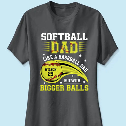 Softball Dad Shirt – Funny Personalized T-Shirt for Dad or Grandpa – Like a Baseball Dad but with Bigger Balls  Ezcustomize