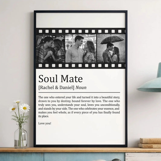 Soul Mate Definition Custom Photo – Personalized Couple Photo Poster Wall Art – Romantic Anniversary & Valentine’s Day Gift for Lovers  Ezcustomize