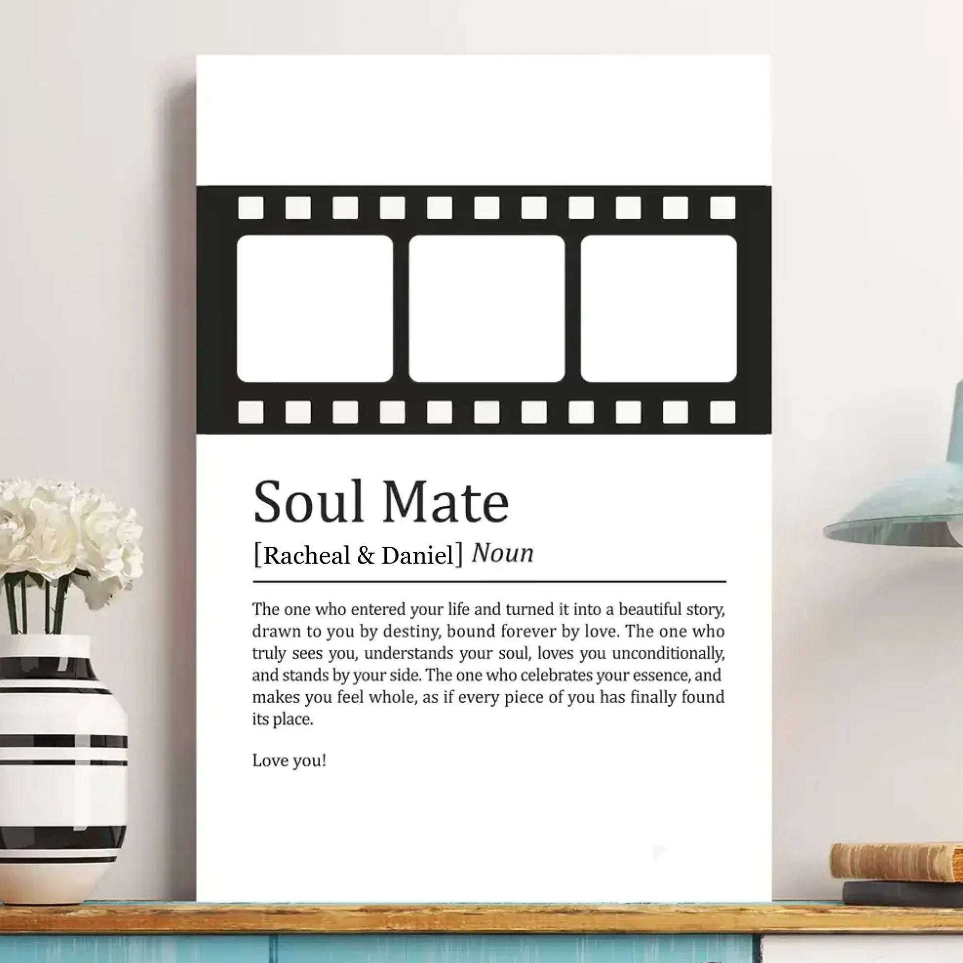 Soul Mate Definition Custom Photo – Personalized Couple Photo Poster Wall Art – Romantic Anniversary & Valentine’s Day Gift for Lovers  Ezcustomize