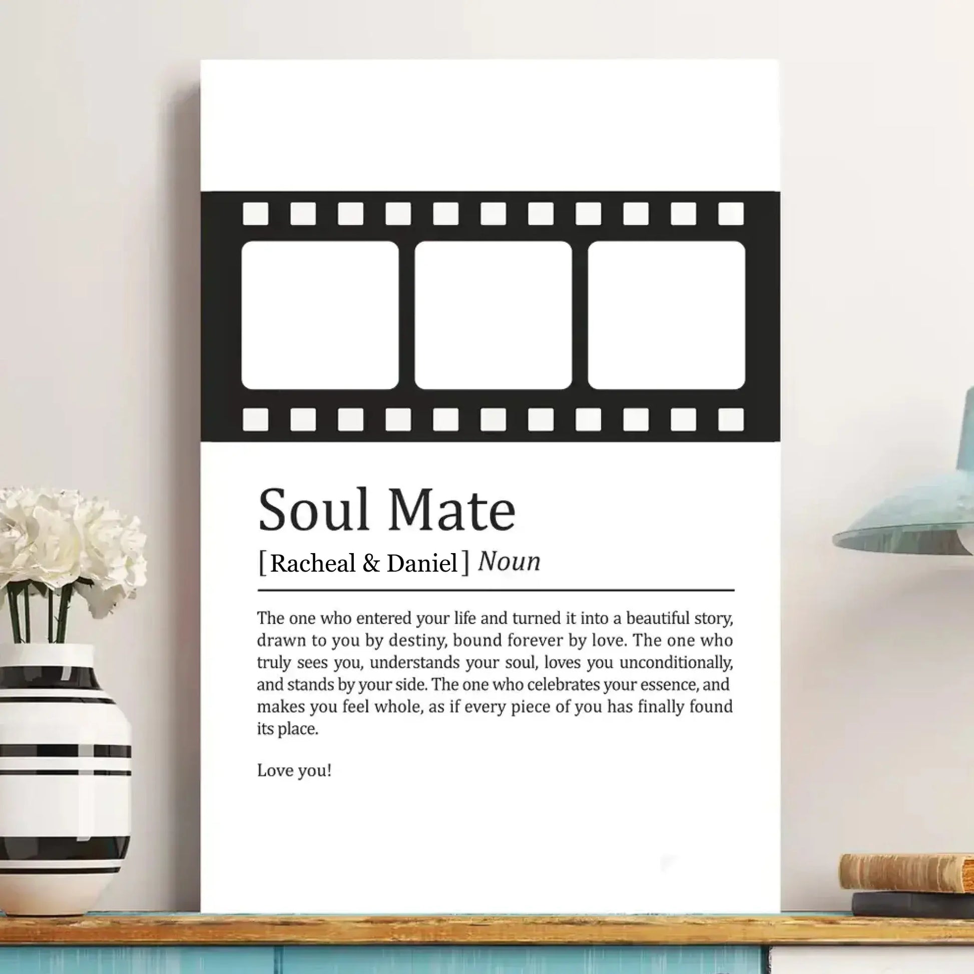 Soul Mate Definition Custom Photo – Personalized Couple Photo Poster Wall Art – Romantic Anniversary & Valentine’s Day Gift for Lovers  Ezcustomize
