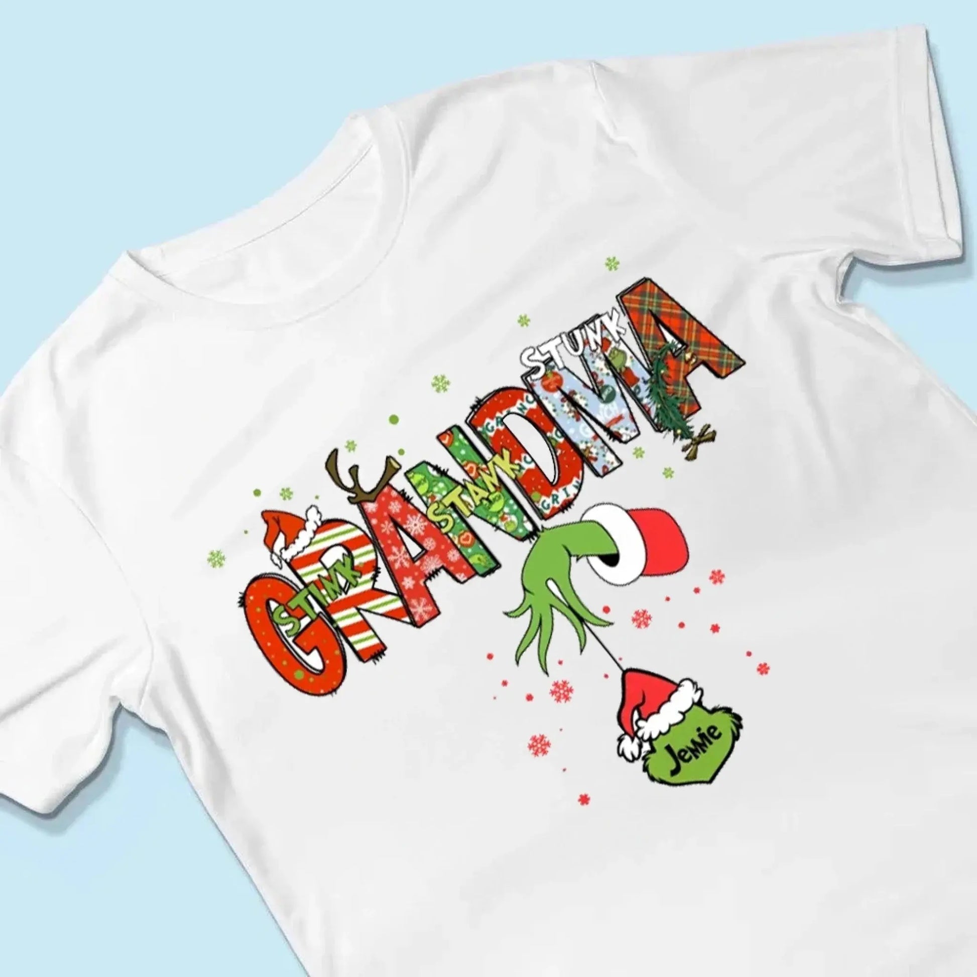 Stink Stank Stunk Grandma Shirt – Personalized Christmas T-Shirt with Kids’ Names – Funny Holiday Gift for Mom, Nana, Gigi  Ezcustomize