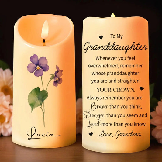 Straighten Your Crown Granddaughter – Personalized Custom LED Candle Light – Encouraging Birthday, Graduation & Keepsake Gift for Granddaughters  Ezcustomize