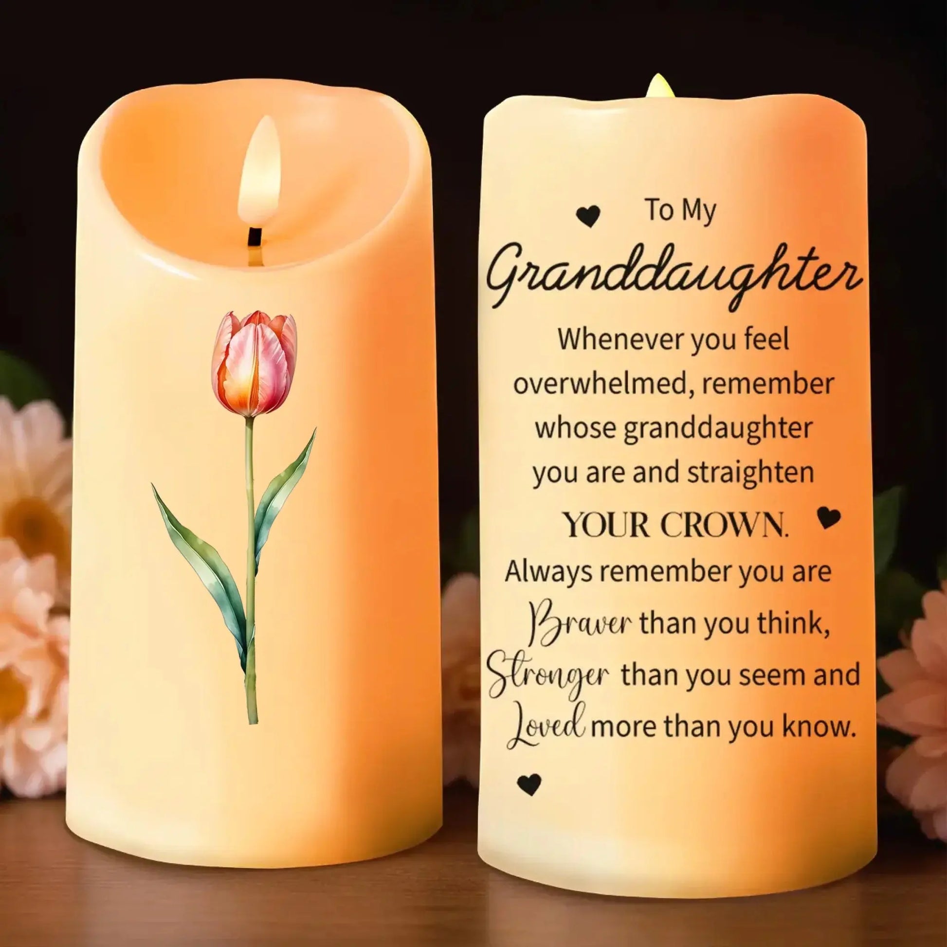 Straighten Your Crown Granddaughter – Personalized Custom LED Candle Light – Encouraging Birthday, Graduation & Keepsake Gift for Granddaughters  Ezcustomize