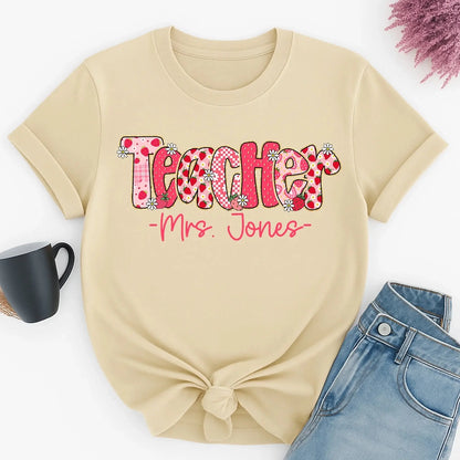 Strawberry Teacher Shirt with Custom Title and Name – Cute Personalized Gift for Teacher, Para, Librarian, Counselor  Ezcustomize