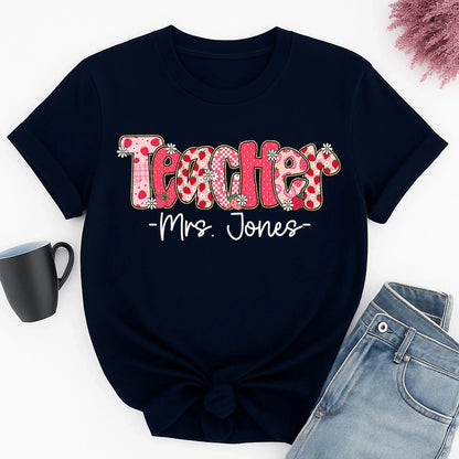 Strawberry Teacher Shirt with Custom Title and Name – Cute Personalized Gift for Teacher, Para, Librarian, Counselor  Ezcustomize