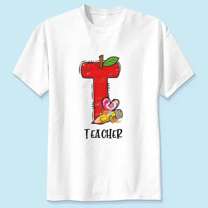 T Is For Teacher Shirt – Personalized Back to School Gift for Preschool, Pre-K, Kindergarten & Paraprofessional  Ezcustomize