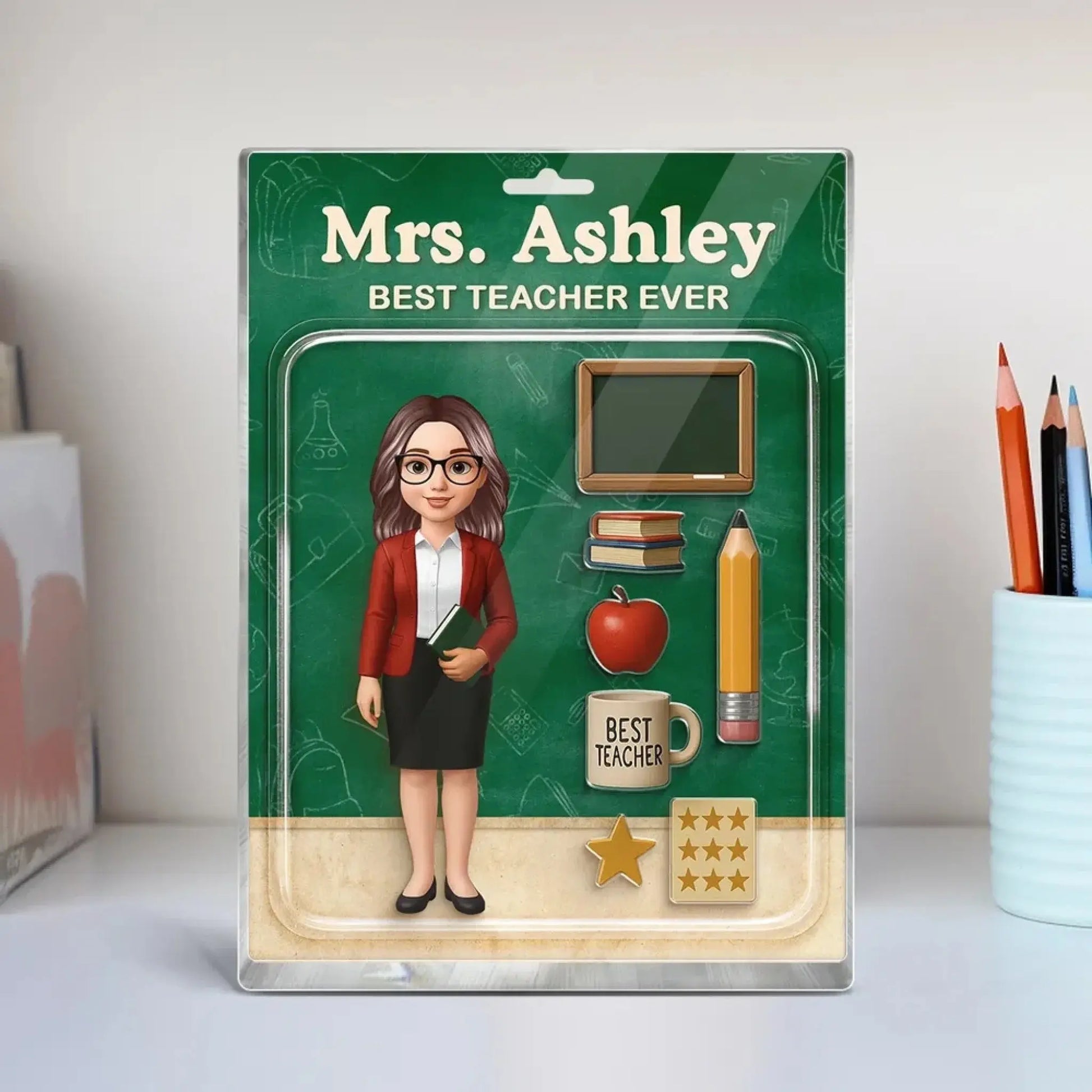 Teacher Action Figure Personalized Acrylic Block, Back To School Gift, Teacher Appreciation Gift  Ezcustomize